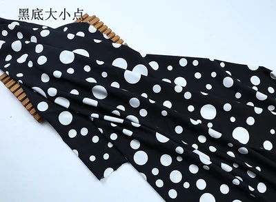 150cm Width Soft Stretch Polka Dots Print Chiffon Fabric Polyester for Dress,Shirt Black White Pink Red Green Blue by the meter