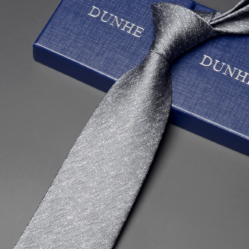 

Brand New Chic Ties for Men Fashion 8 CM Wide Silver Grey Tie High Quality Business Work Wedding Necktie Men's Gift