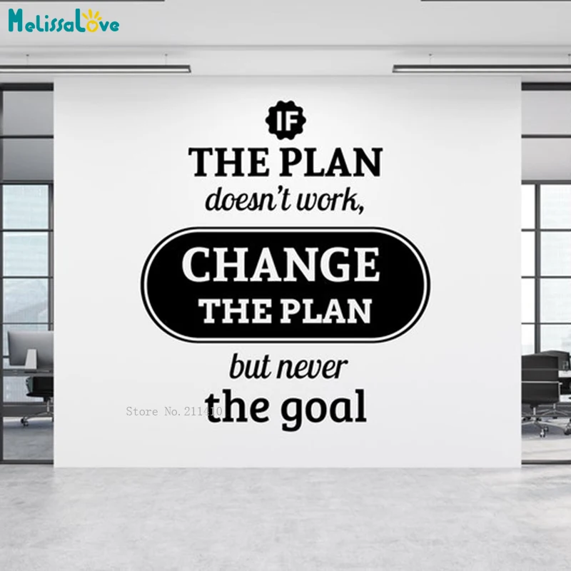 Change the Plan But Never The Goal Office Wall Decals Motivating Word Decor Removable Motivational Stickers Vinyl Murals YT6558