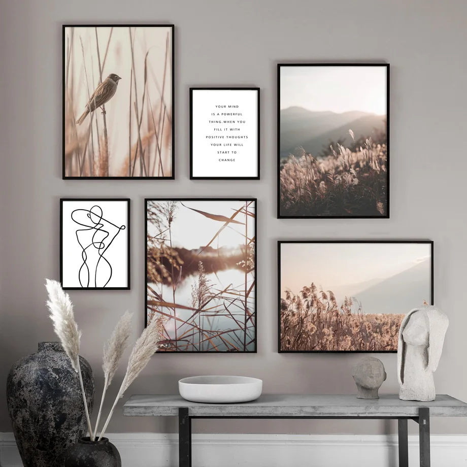 Reed Warbler Wheat Quotes Farm Landscape Wall Art Canvas Painting Nordic Posters And Prints Wall Pictures For Living Room Decor