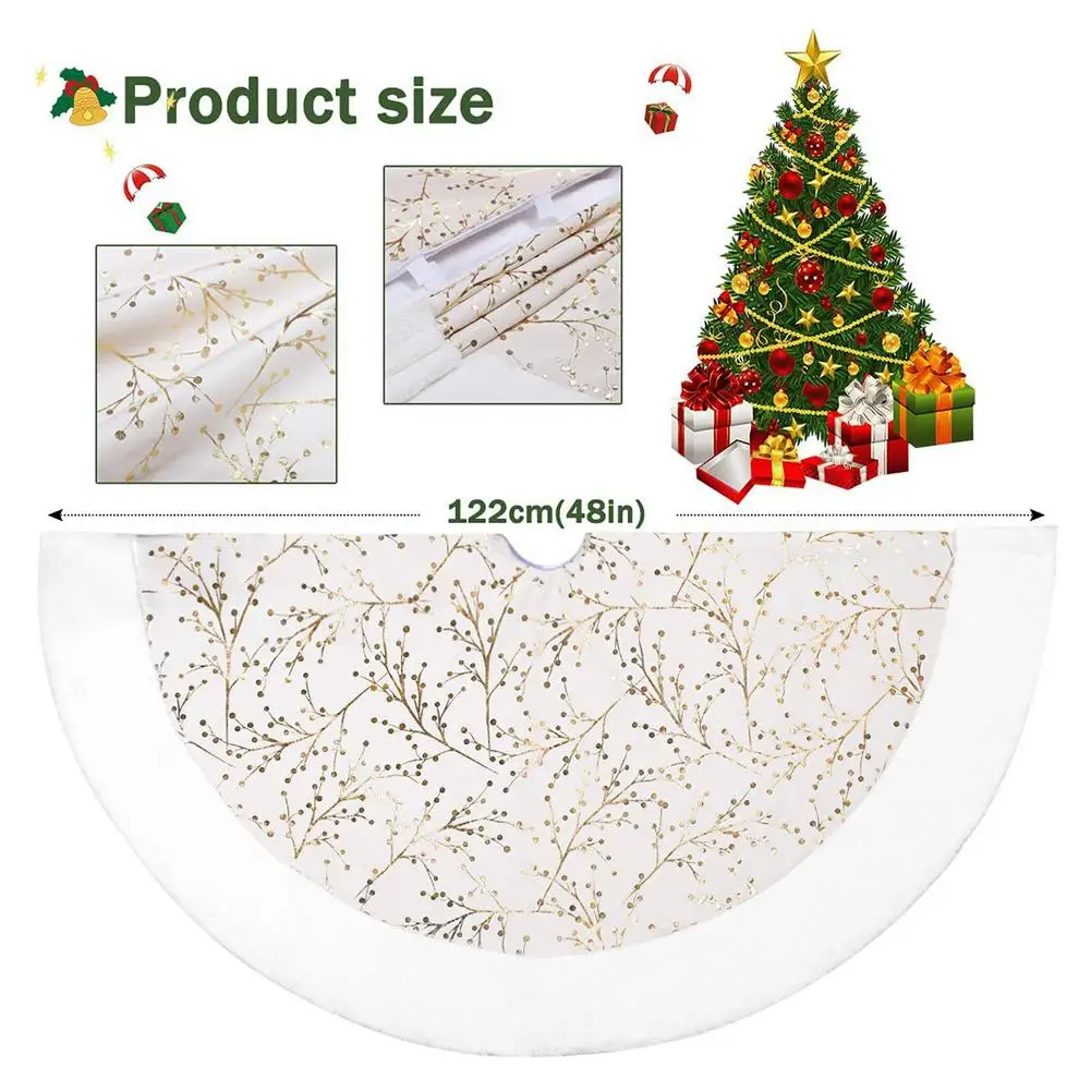 Christmas Tree Skirt 122cm Christmas Tree Foot Carpet Tree Skirt Mat Under The Tree Christmas Decorations For Home Flower Branch