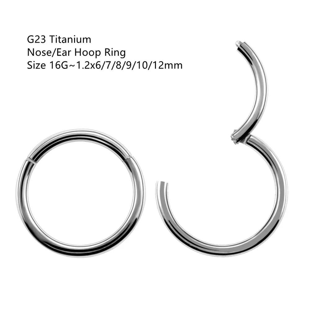 

20PCS G23 Titanium 16G Ear Seamless Hinged Segment Ring Clicker Cartilage Nose/Lip Hoop Ring Earring Daith Helix