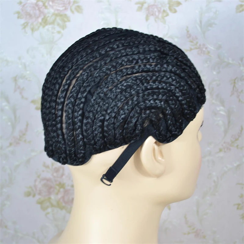1PCS Black Wig Cap with Adjustable Headband For Making Wigs braid wig mesh hat Weaving Wig Cap with Holes for Making Wigs
