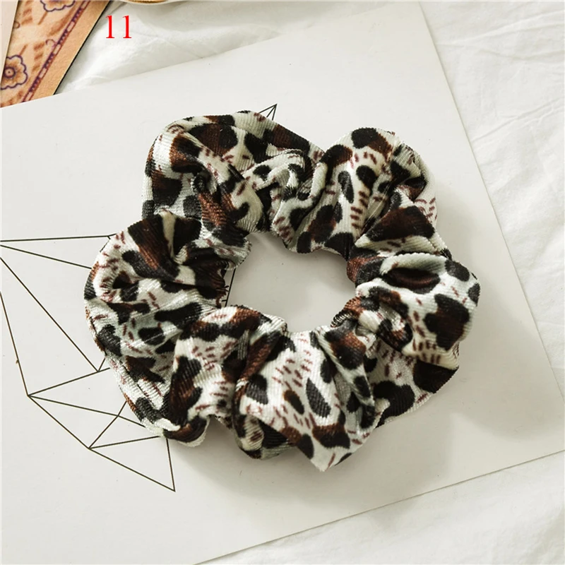 Hot Sale Leopard Velvet Scrunchies Hair Accessories For Women Girl Elastic Hair Ring Hair tie Ponytail Holder Rubber Hair Band