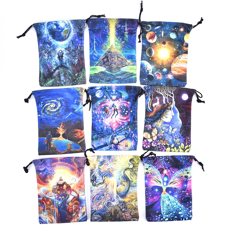 1pcs Velvet Pentagram Tarot Storage Bag Board Game Cards Embroidery Drawstring Package Witchcraft Supplies For Altar Tarot Box