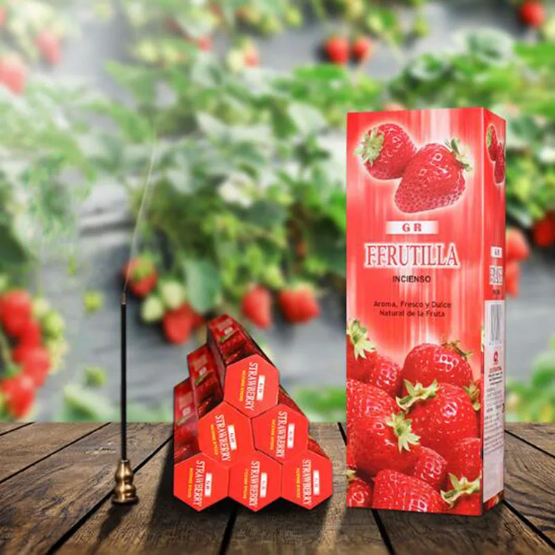 Natural Aroma Stick Strawberry Fruit Fragrance India Incense Air Freshener Home Diffuser Big Box Aromatherapy Incense Stick