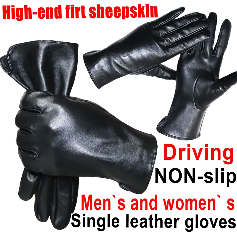 Men's and Women's Leather Gloves Sheepskin Single Leather Unlined Thin Spring, Autumn and Winter Motorcycle Riding Touch Screen