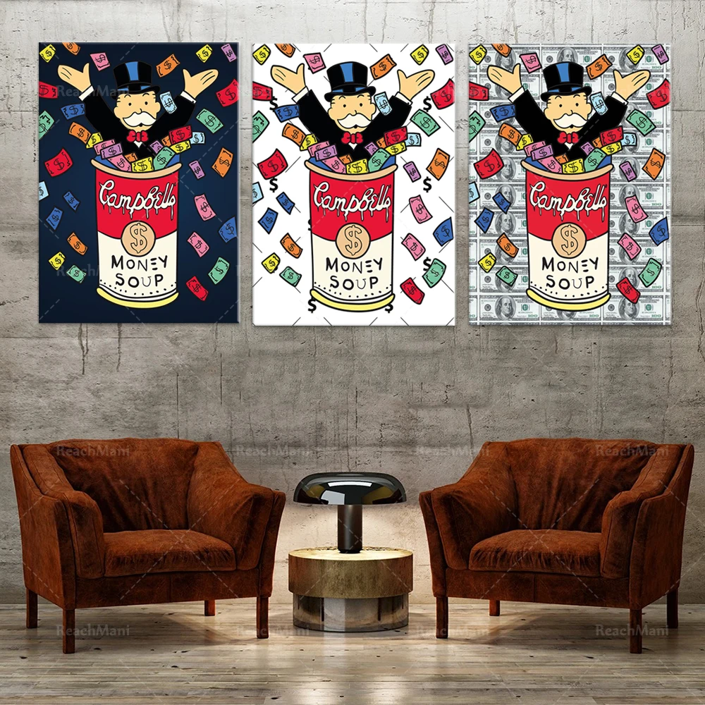 Monopoly Soup, Monopoly Mr. Canvas, Qiantang Wall Art, Monopoly Games, Alec Monopoly, Home Decoration,