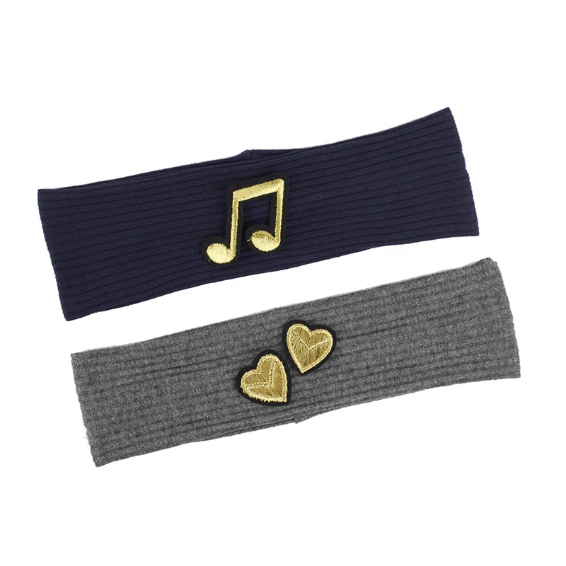 Geebro Baby Boy Girls Note Crown Ribbed Headbands Soft Child Kids Cotton Stretch Headwear heart Cartoon pattern Head Wrap