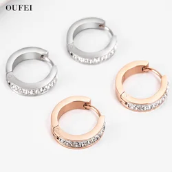 Small Round Earrings For Women Hoop Crystal Cute Ear Ring Fashion Stainless Steel Fashion Jewelry