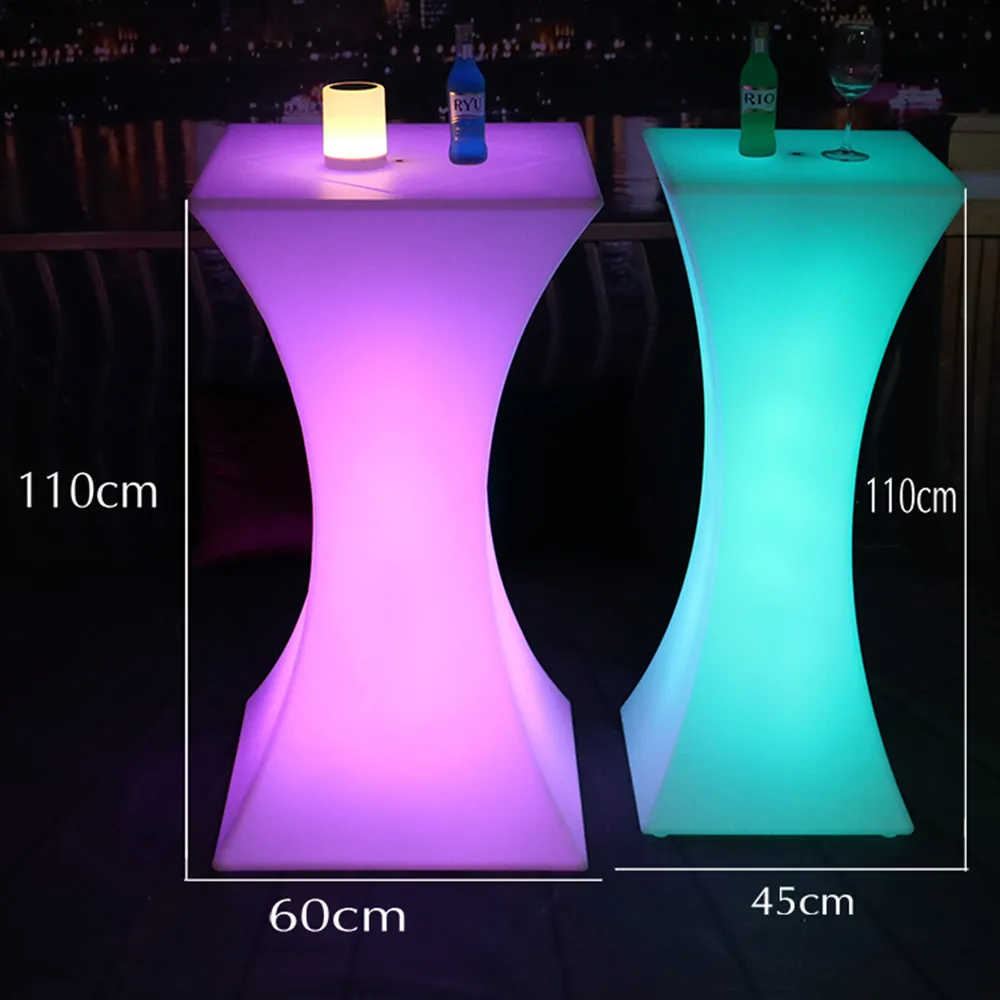 10pcs Out Door Use LED Lighted Bar Cocktail Table Rechargeable Bar Plastic Table  Commercial Furniture without led lights