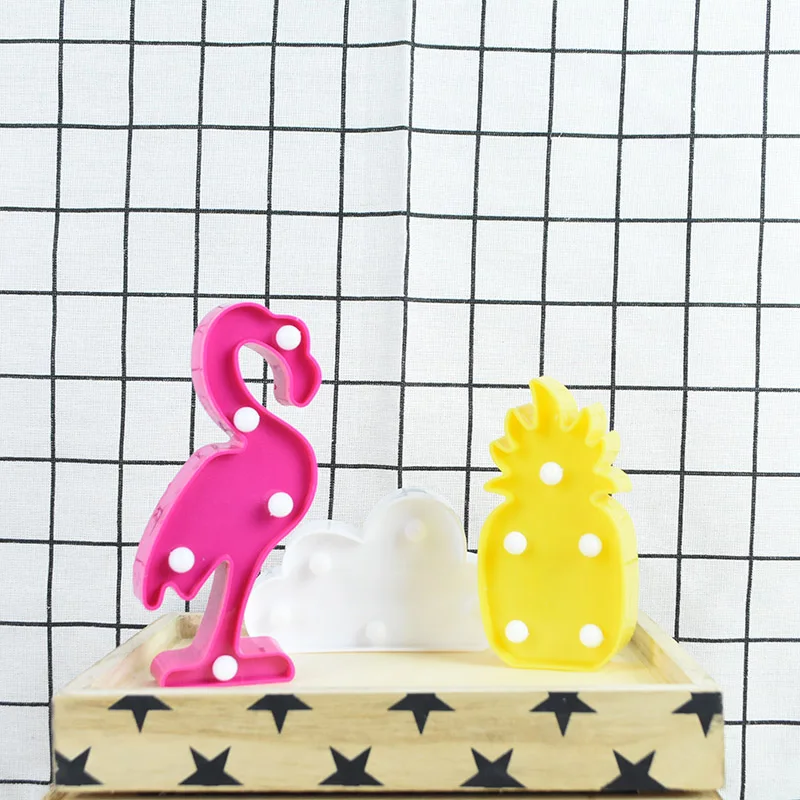 Cartoon Night Lights Flamingo Unicorn Cloud Cactus Pinapple Star Shape LED Table Lamp for Children\'s Bedroom Lighting Decoration