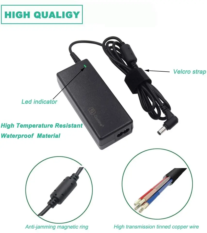 24 فولت التيار المتناوب توريد محول لشرائط LED ، Vizio سامسونج Soundbar ، Dymo تسميات الطابعة ، لوجيتك سباق عجلة مع 5.5X2.1 مللي متر تيار مستمر جاك