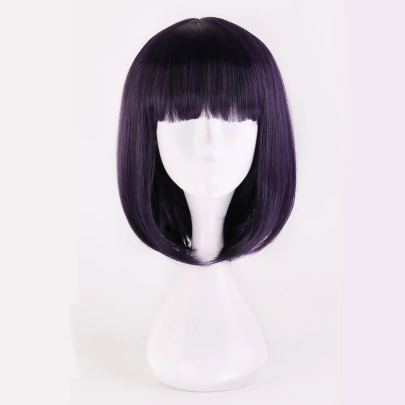 Sailor Saturn Wig Cosplay Wigs Tomoe Hotaru 35cm Purple Black Mix Short Bobo Synthetic Hair Wigs + Wig Cap