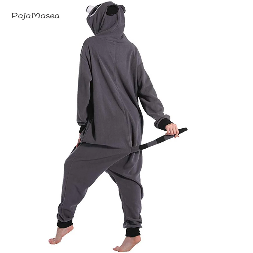 PAJAMASEA-Disfraz de mapache Kigurumi para mujer, mono de una pieza con dibujos animados de animales, para Halloween, XXL, 145-200cm