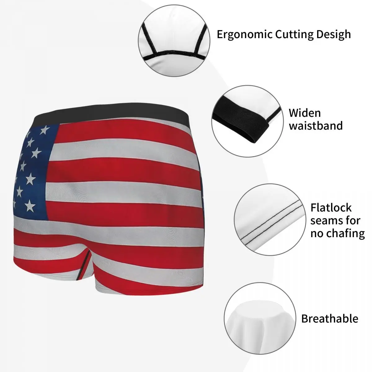 Flag American Underpants Cotton Panties Man Underwear Ventilate Shorts Boxer Briefs