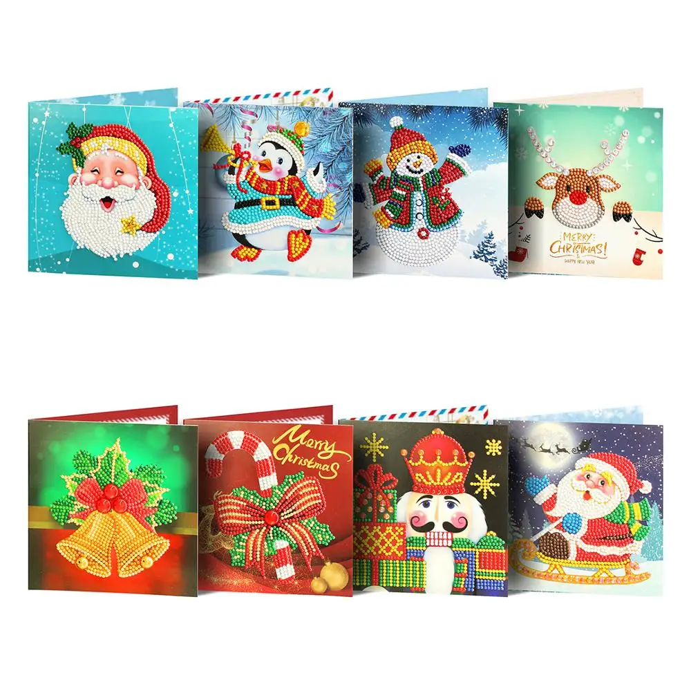 New Coming Christmas 5D Diamond Painting Greeting Card DIY Diamond Mosaic Santa Calus Birthday Pattern Rhinestone Gfit Crafts