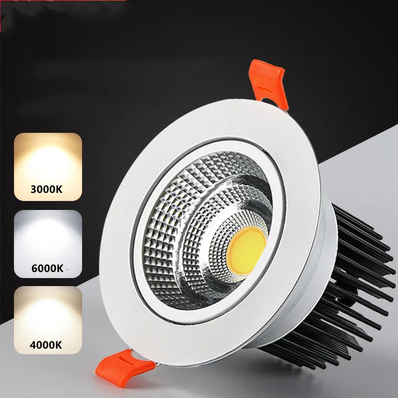 CCT 3000K 4000K 6000K 3-Color تحويل LED COB النازل 5 واط 7 واط 9 واط سقف بقعة ضوء 12 واط 15 واط 18 واط 20 واط ديكور المنزل الإضاءة