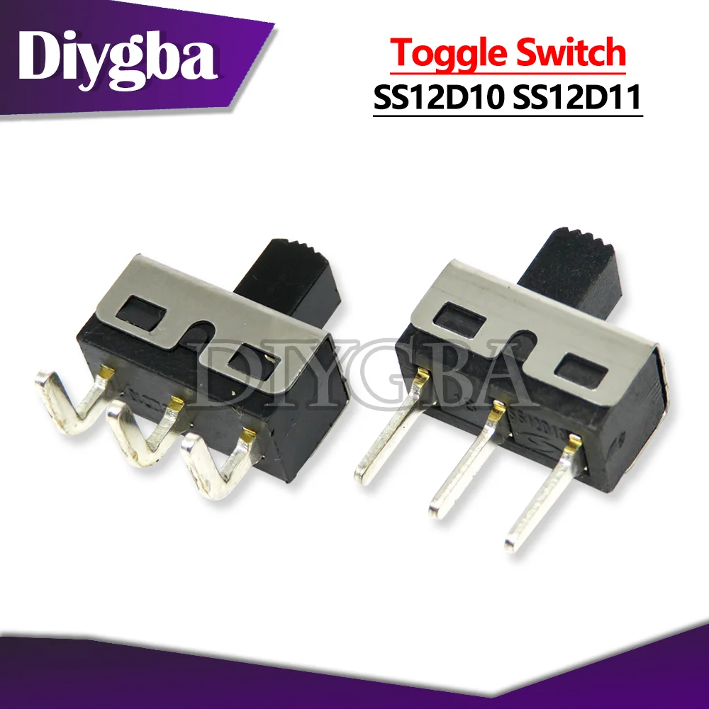 10PCS SS12D10 SS12D11 Toggle Switch 3Pins Straight Feet 1P2T Handle High 5mm Spacing Of 4.7mm 3A 250V SS12D10G5