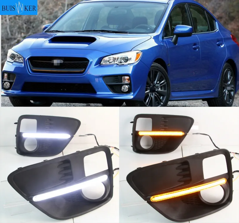 

For Subaru WRX 2015 2016 2017,Yellow Turning Style Relay Waterproof 12V LED Car DRL Daytime Running Light with fog lamp hole