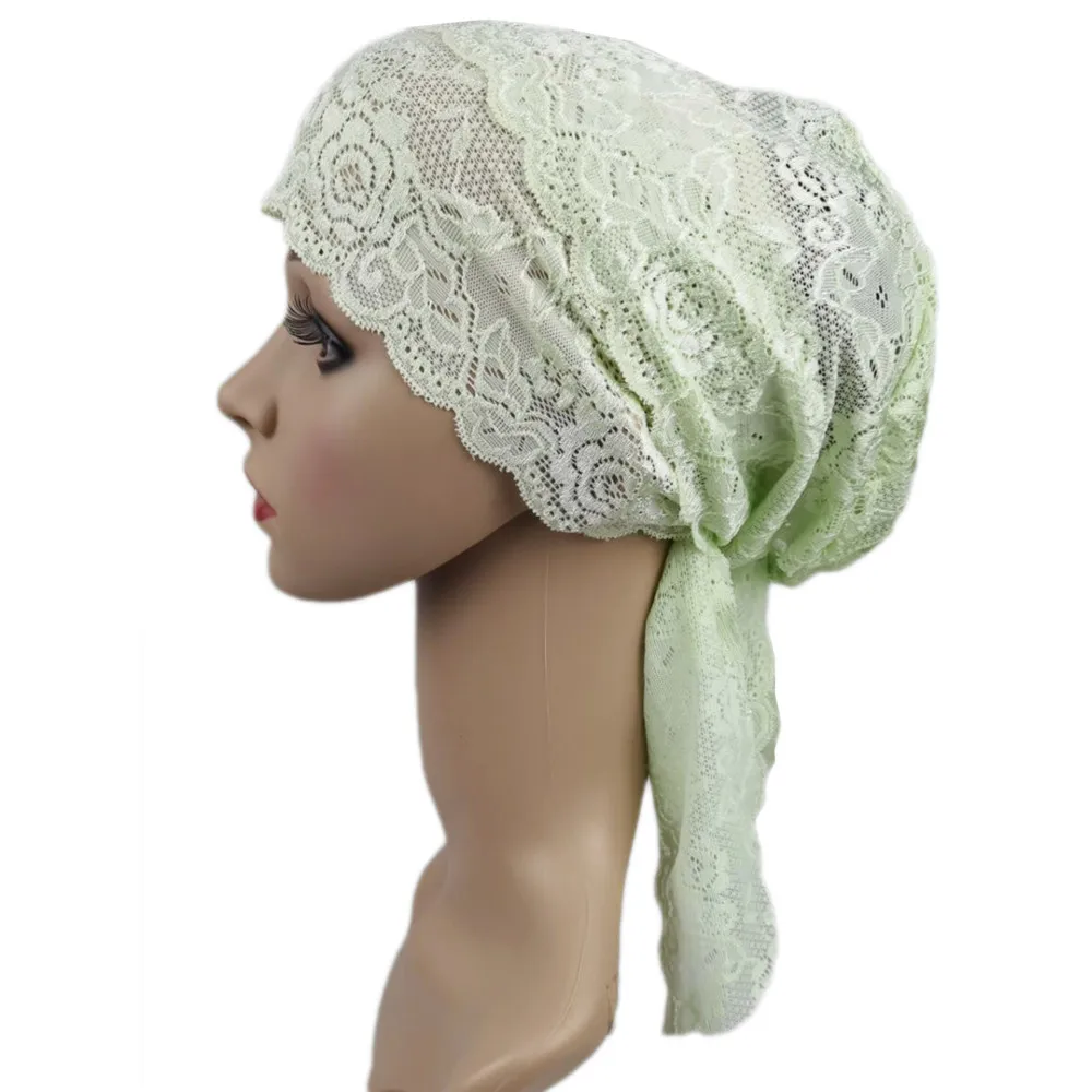 Gorro interior de encaje para mujer, Hijab musulmán, gorro Ninja, gorro de hueso, cubierta para la pérdida de cabello, pañuelo para la cabeza, turbante envolvente