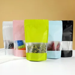 Matte Pink Blue Black Aluminum Foil Stand Up Pouches Resealable Smell Proof Food Storage Ziplock Package Bags Doypack 50pcs