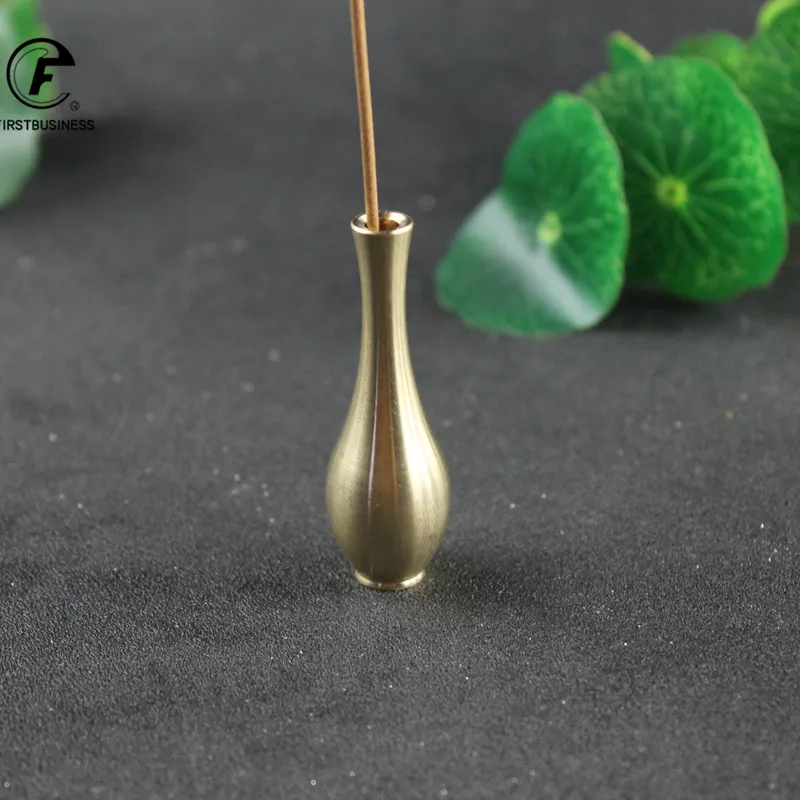 Mini Metal Brass Vase Flower Arrangement Dried Flowers Aesthetic Living Room Desk Decoration Zen Incense Burner Home Decor Craft