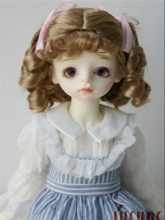 Jd262 longo encaracolado duplo pônei bjd cabelo sintético mohair 1/6 1/4 1/3 yosd msd sd blythe sos peruca 6-7 polegadas a 10-11 polegadas acessórios