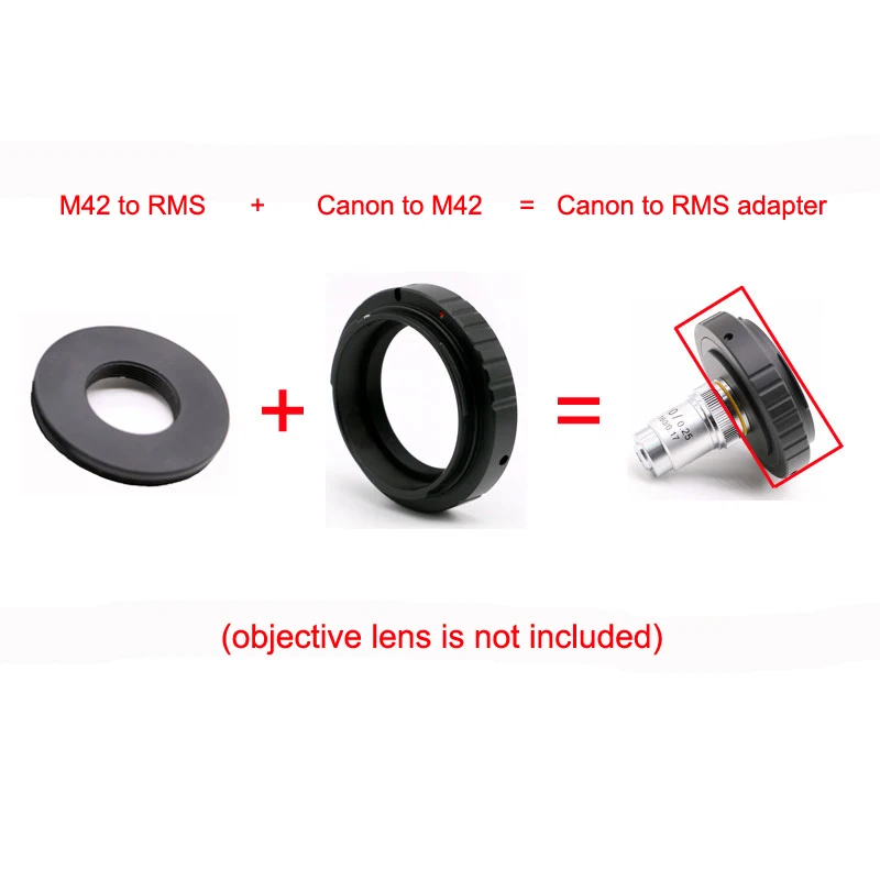 M42x0.75 to RMS Adapter Ring Microscope Objective Lens RMS Thread to M42 Canon Nikon Adapter for Canon Nikon SLR Photography