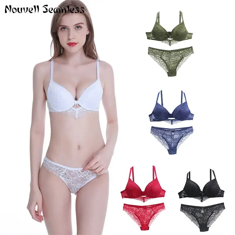 Nouvelle Seamless New Sexy Lace Strap Bras Set Push Up Underwear For Women ABCDE Cup Plus Size Female Lingerie