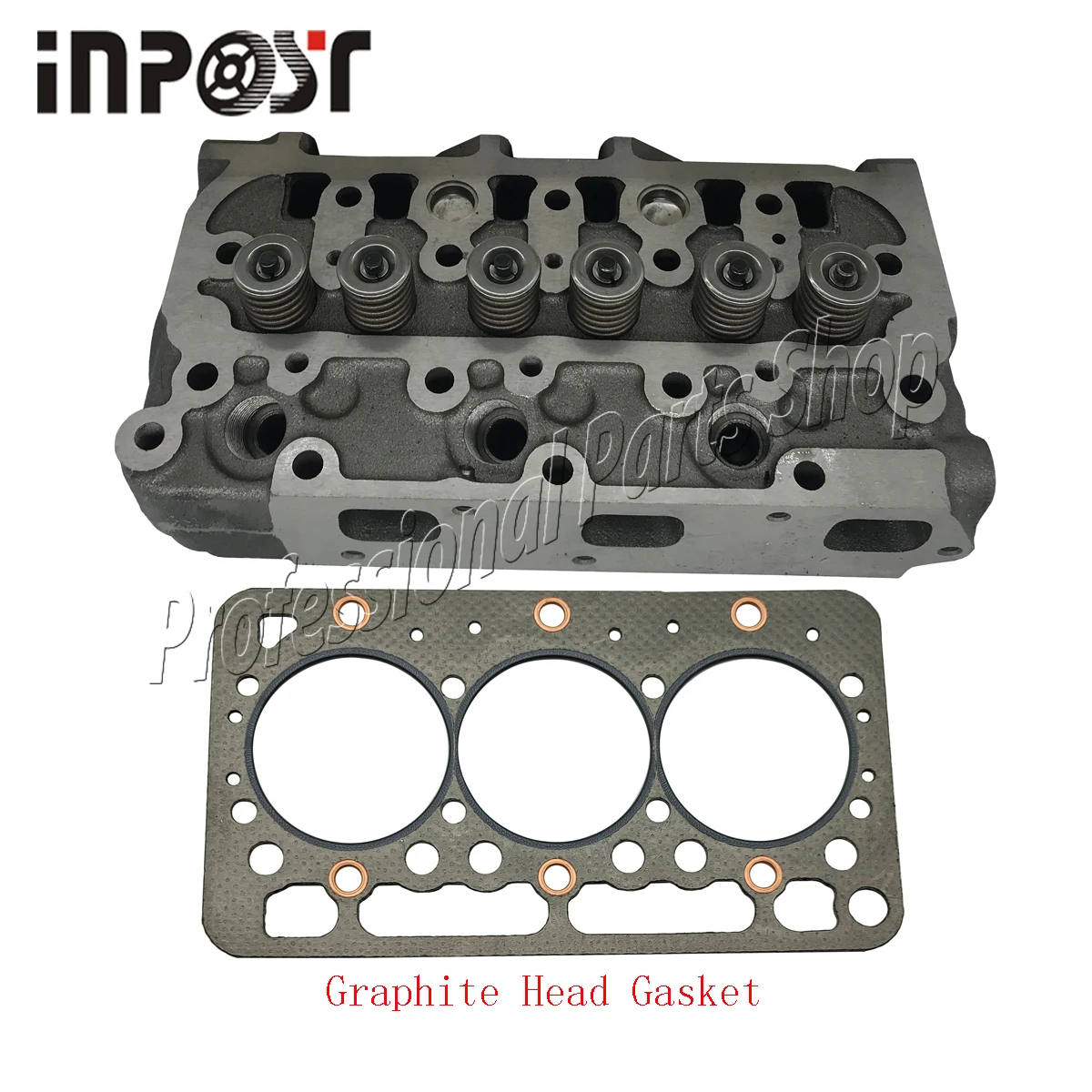 Complete D722 Cylinder Head Loaded + Head Gasket for Kubota Tractor B7300HSD