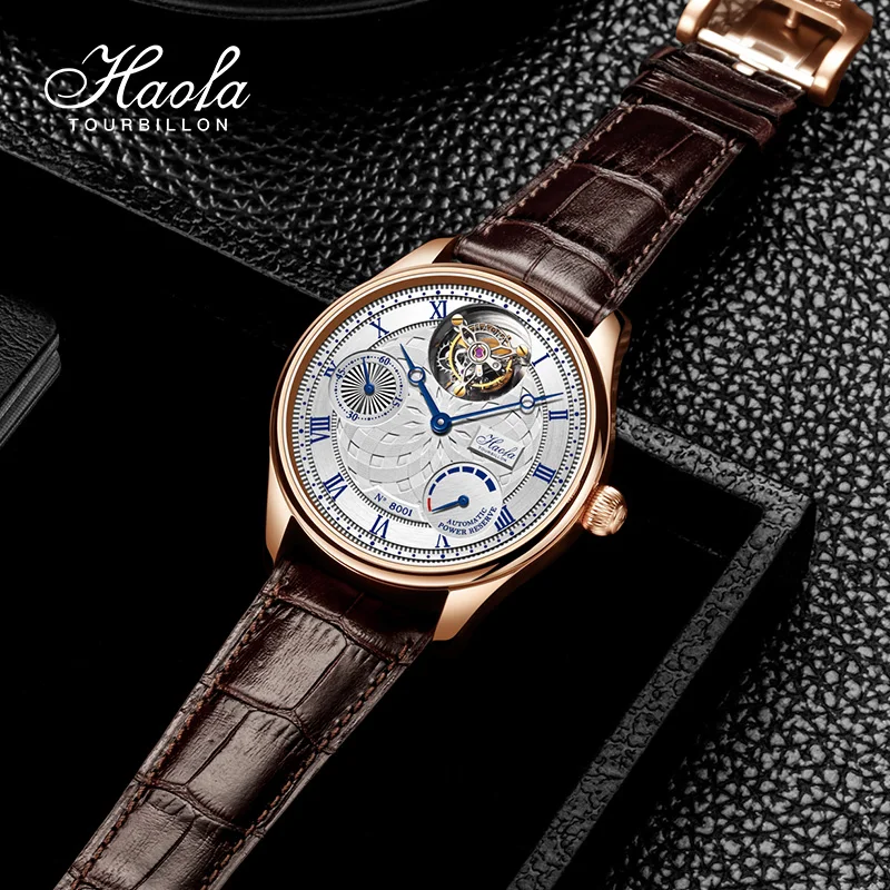 Imagem -03 - Haofa-relógio Automático Esqueleto Masculino Tourbillon Sapphire Relógio de Pulso Mecânico Relógio de Pulso Business 8001