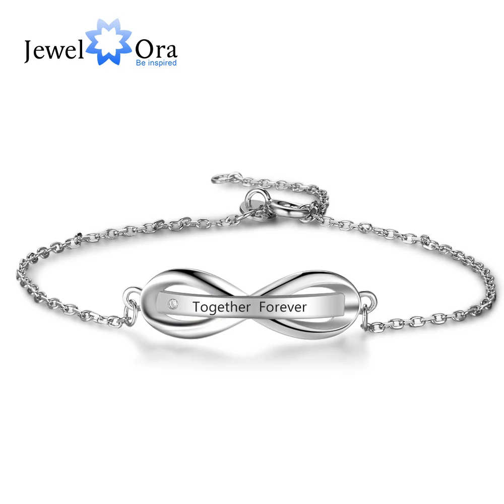 Personalized Engraving Infinity Adjustable Chain Bracelets & Bangles Customized Name Bar Bracelets for Women Gifts (BA102455)