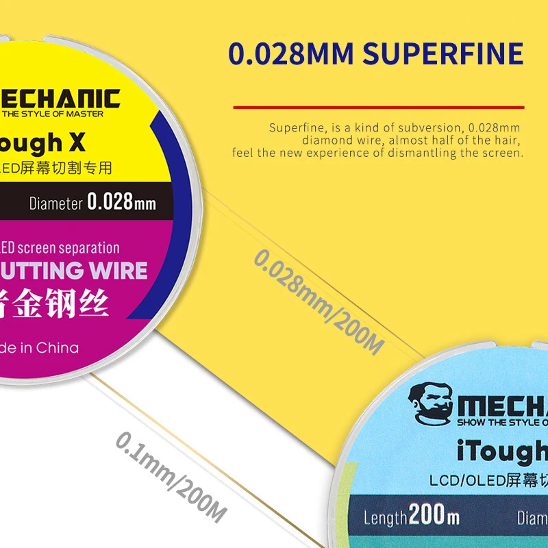 MECHANIC Cutting Wire 0.028/0.03/0.035/0.04/0.05/0.06/0.08/0.1mm Diamond Line for Mobile Phone LCD Screen Separator Repair Tools