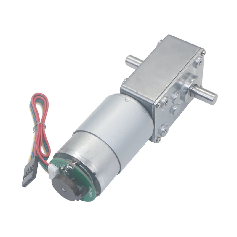 1pcs DC12V 24V 16-470rpm 5840-555 Dual Shaft Turbo Worm Speed Reduction Gear Motor With Code Disk Encoder