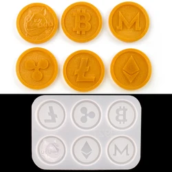 2021 Bitcoin Moldes De Silicona Para Resina Epoxi Commemorative Coin Moule Entertainment Game Chip Coin Silicone Mold For Resin