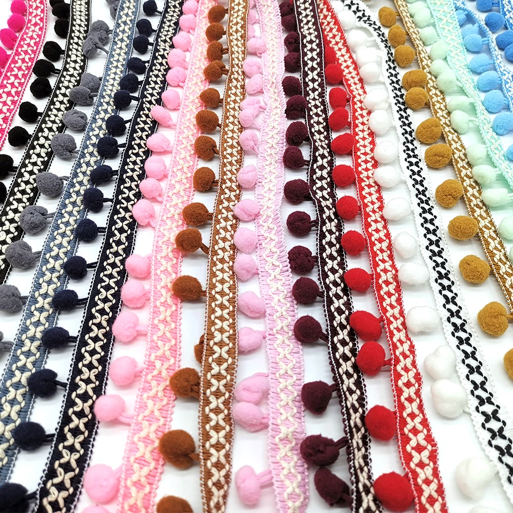 5Yards Pom Pom Trim Lace Fabric Sewing Accessories Pompon Trim tassel Ball Fringes Ribbon Sewing Lace For DIY Material Apparel