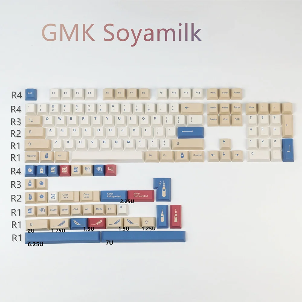 

142 клавиши/набор GMK Soyamilk Keycaps PBT Dye Sublimation Keycap Cherry Profile Key Caps с ISO Enter 7U Пробел для HHKB