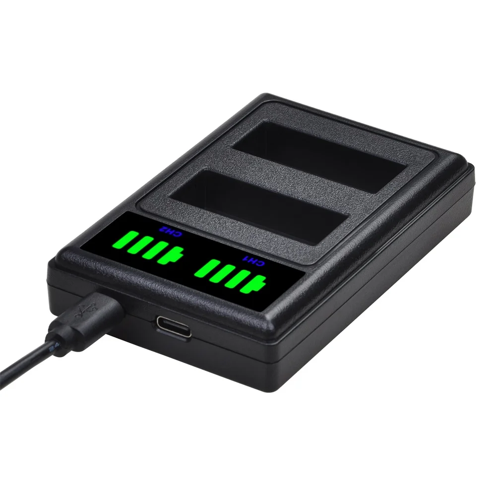 DMW-BLG10 BLG10E BLG10PP LED USB Dual Battery Charger with Type C for Panasonic LUMIX GF5 GF6 GX7 GX9 GX80 GX85 ZS200 LX100