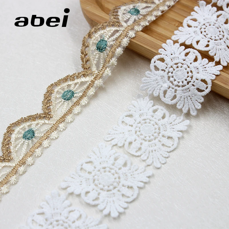 2Yards/Lot White Water Soluble Lace Trims Embroidered Mesh Ribbon DIY Appliques Handmade Sewing Tull Craft Underwear Supplier