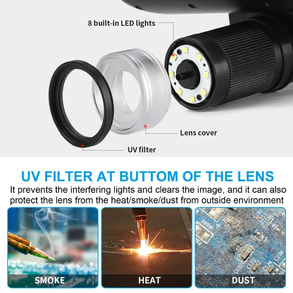 Andonstar Digital Microscope AD207 3D Long Object Distance Microscope Soldering Tool for Phone/PCB/SMD Repair with Image Rotate