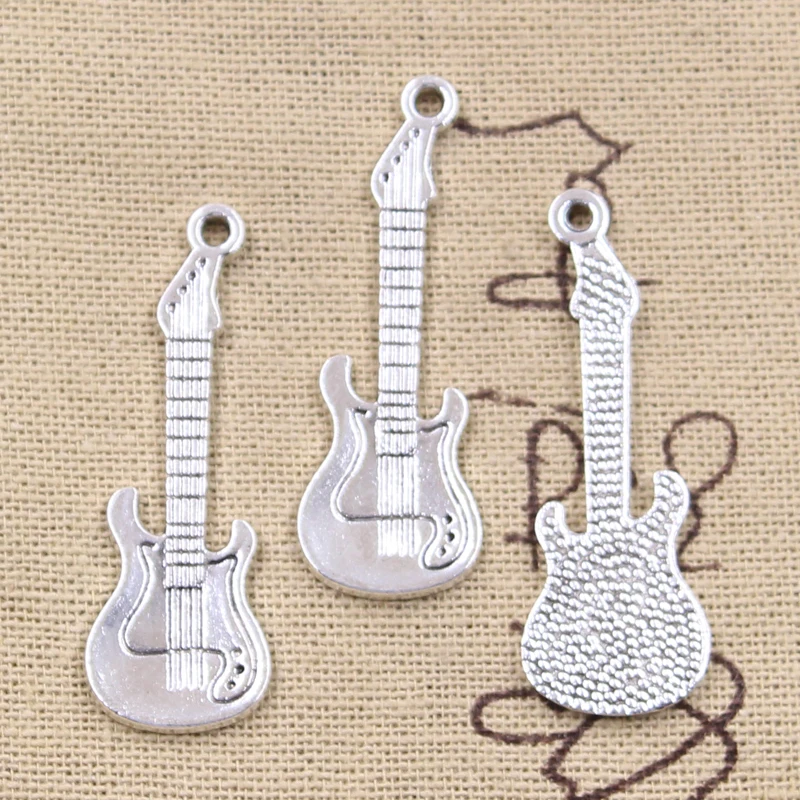 

12pcs Charms Musical Electic Guitar 41x14mm Antique Silver Color Pendants DIYCrafts Making Findings Handmade Tibetan Jewelry