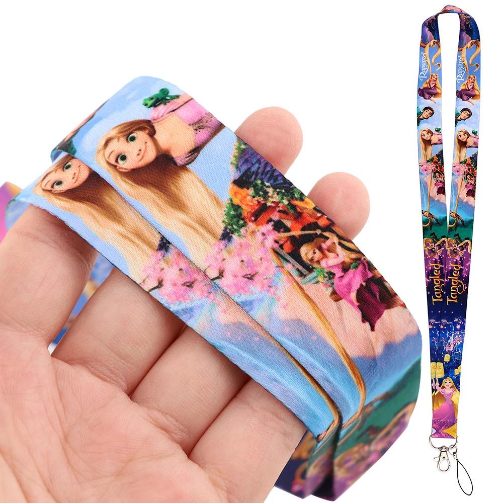 YQ348 Rapunzel cordino aggrovigliato collana corda per telefono ID chiave Campus Card Badge Holder cartone animato tracolla portachiavi Lariat