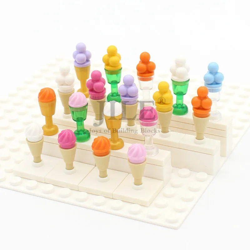 Moc 11610 6254 Cone 1x1 Inverted with Bar Ice Cream Scoops Snowball Food Dessert Building Blocks Bricks Compatible Assembled Toy