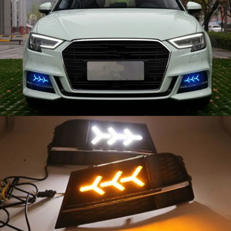 1set LED DRL Daytime driving Running Lights Daylight waterproof with turn Signal For Audi A3 2017 2018 2019