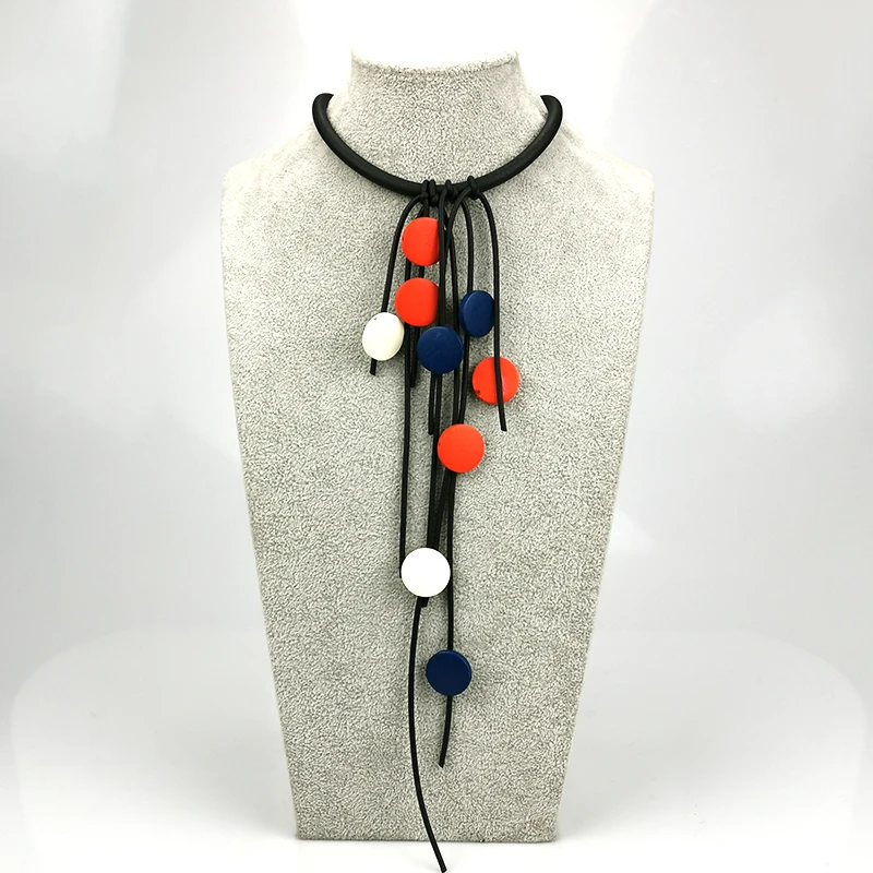 UKEBAY New Designer Multicolor Wood Jewelry Tassel Pendant Necklaces Women Choker Necklace Dress Accessories Jewellery Wholesale