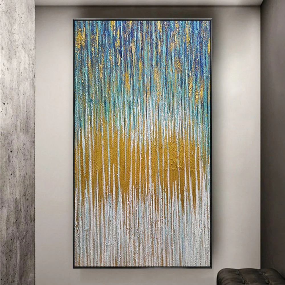 

Nordic Home Decorative Poster 100% Hand-painted Abstract Oil Painting On Canvas Gold Wall Art Modern Wedding Salon Decor Murals