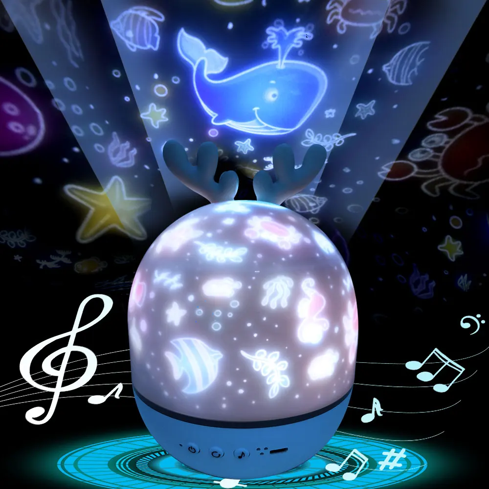 Night Lamp Projector Starry Sky Night Light Projector Bedroom Decor Bluetooth Rotating Music Children's Night Light Kids Gift