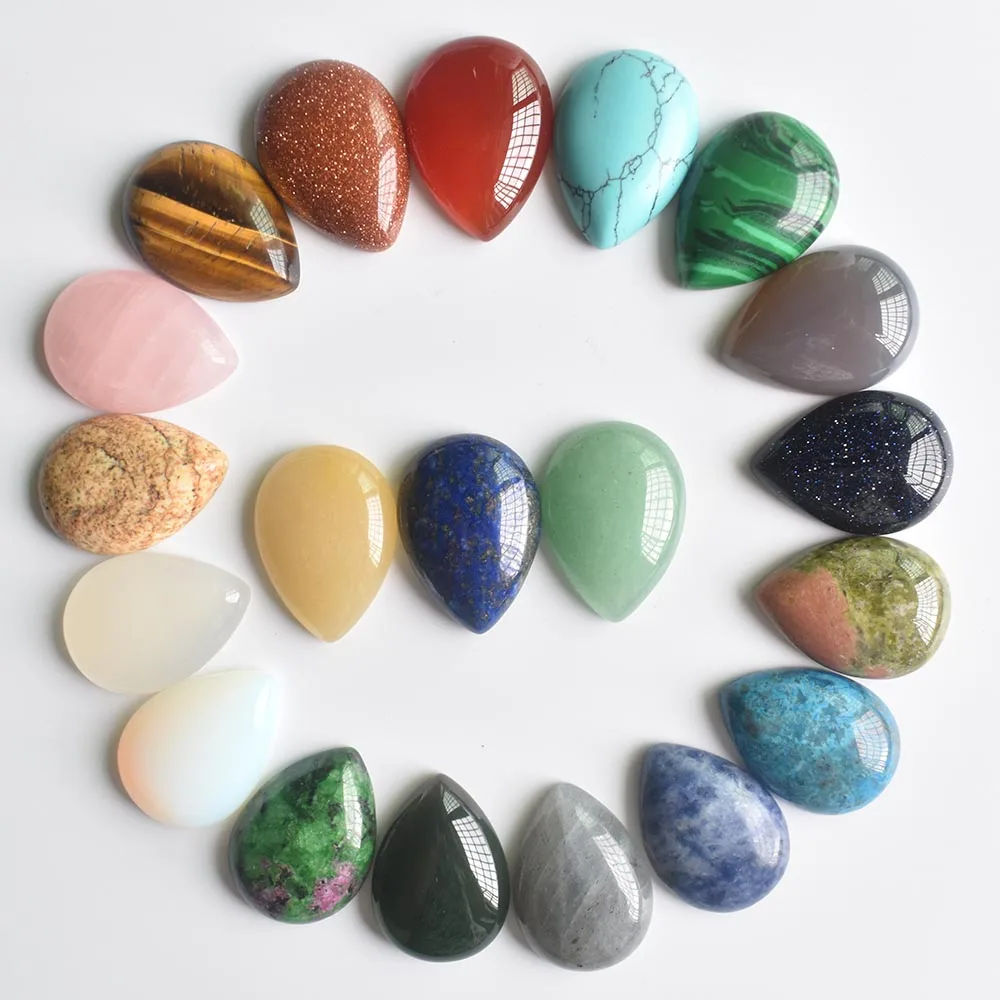 Kostenloser Versand 20 Stück/Lot Großhandel 25x18x6mm verschiedene Naturstein-Tropfenperlen CAB CABOCHON für DIY-Schmuckzubehör – Detail 1