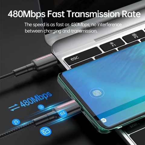 KUULAA USB C Кабель PD 100 Вт для Быстрой Зарядки iPhone, Samsung, MacBook — внешний вид товара